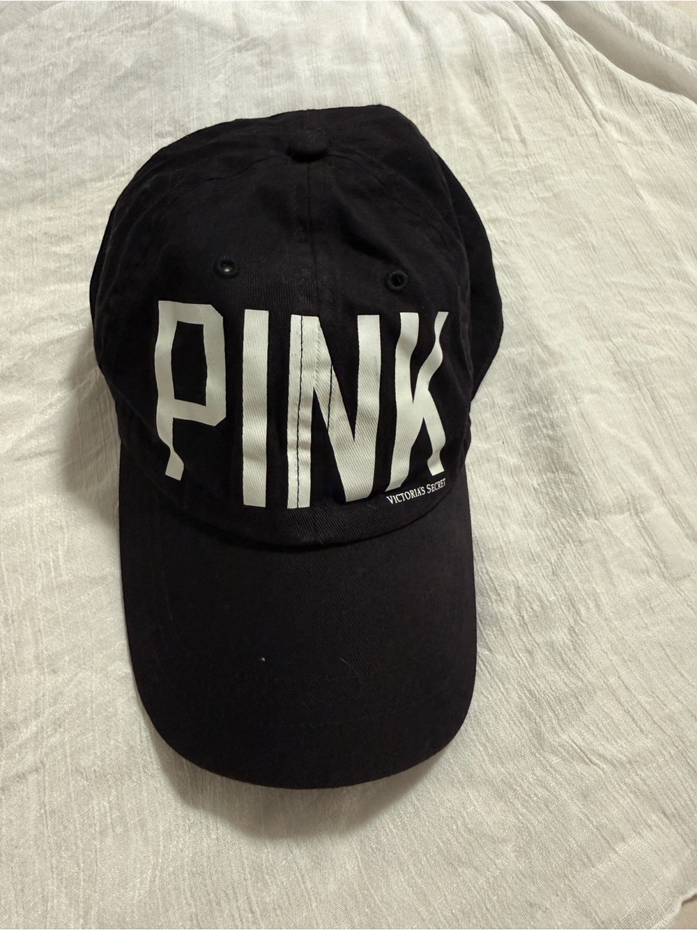 PINK Victoria's Secret women Black Baseball Hat with White Logo